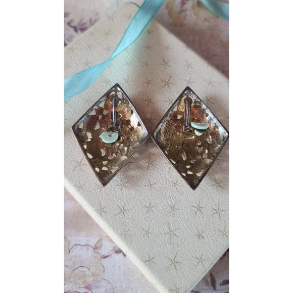 Large Diamond Shaped Clip-on Earrings - Picture 10 of 10